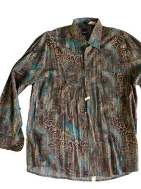 Men's Haupt Brown Teal Dress Shirt